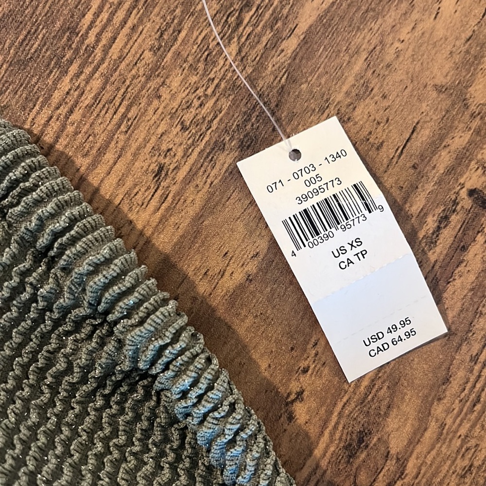 ⭐️ NWT AERIE Shimmery Crinkle Lace Up Scoop Bikini Top!! - Picture 11 of 14